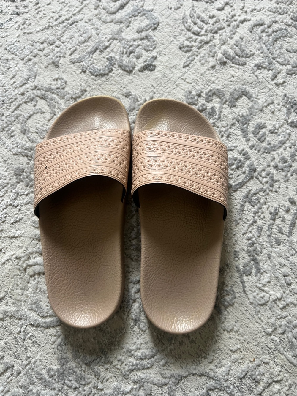 adidas Women's Slide Sandals in Beige/blush pink